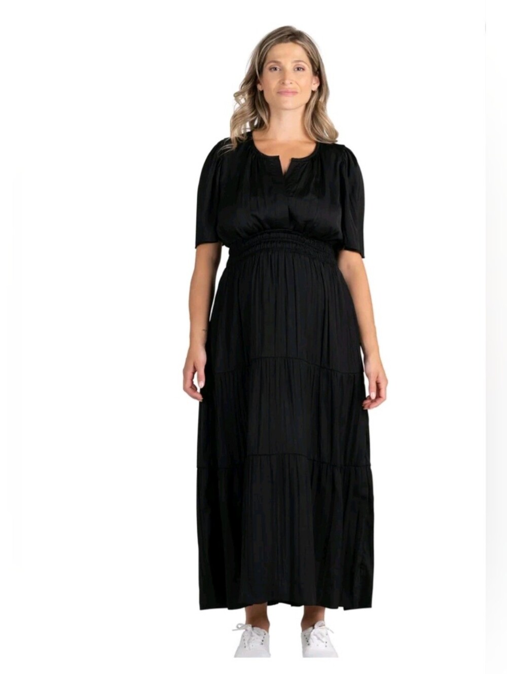 Destination Maternity Women’s Split Neck Maternity Maxi Dress - Picture 6 of 9